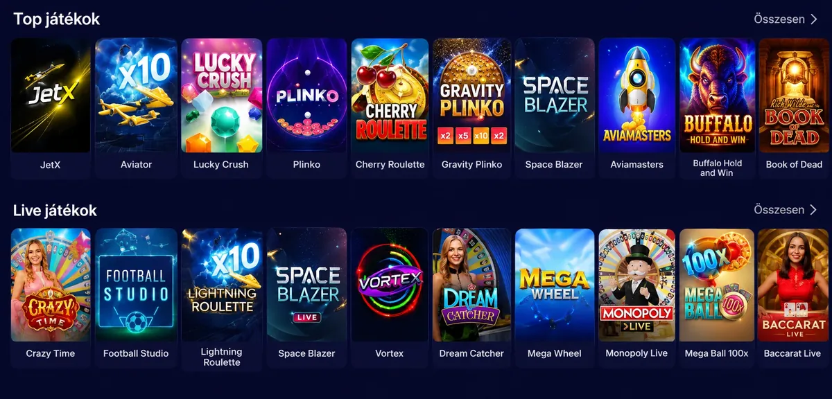 Crash és instant játékok a BetMatch kaszinóban