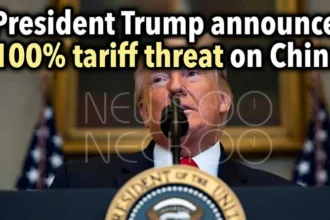 trump threats 100 percent tariff on china