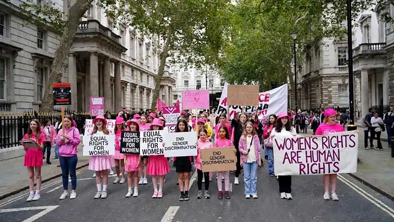 girls protest in uk